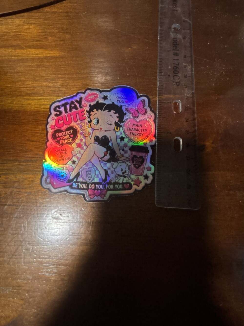 Betty Boop Stay Cute Holographic Decal Sticker